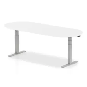 Image of Impulse 2400mm Boardroom Table White Top Silver Height Adjustable Leg