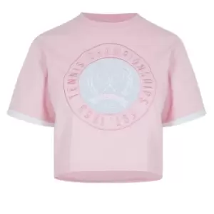 Image of Ellesse Womens Classic Embroidered Crop Top - Pink