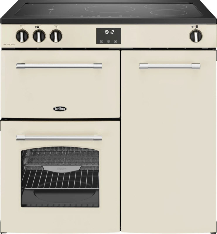 Image of Belling Farmhouse 90cm Electric Induction Range Cooker - Cream 444411824 Cream