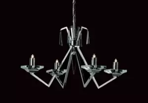 Image of Nice Geometric Halogen Chrome 4 Arm Chandelier