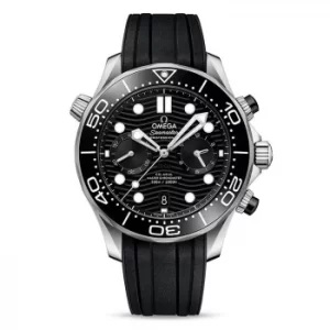 Image of Omega Seamaster Chronograph Mens Black Rubber Strap Watch