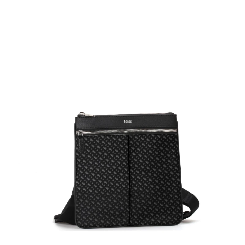 Image of Boss Mens Zair Envelope Dual Zip Cross Body Bag Black 001 male One Size