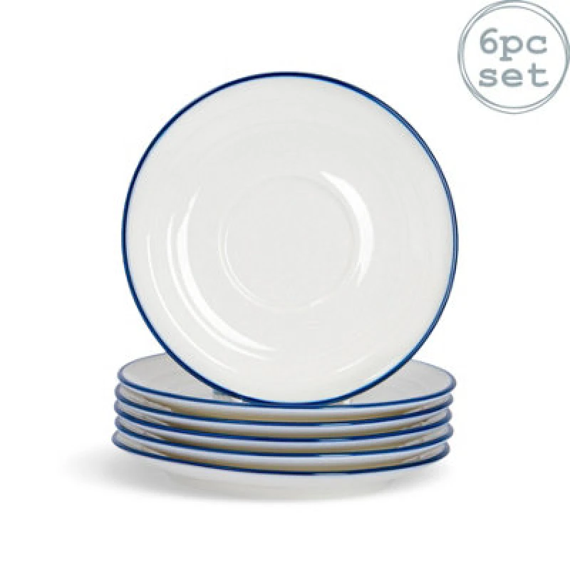 Image of Nicola Spring White Farmhouse Espresso Saucers - 13cm - Pack of 6 White