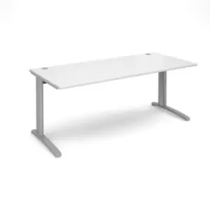 Image of Office Desk Rectangular Desk 1800mm White Tops With Silver Frames 800mm Depth TR10