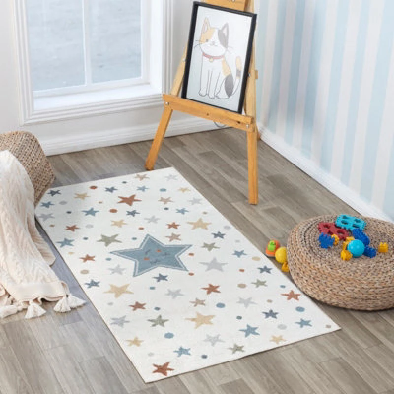 Image of Livabliss Kids Machine Washable Multicolour/blue/bedroom Supermama Area Rug 80 X 150 Cm - Easy Care, Soft & Safe Rug For Kids Spaces