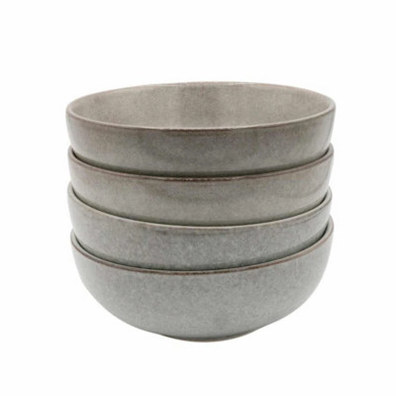 Image of Cooks Professional Set Of 4 Nordic Cereal Bowls With Reactive Glaze - 16Cm Modern Ceramic Stoneware Soup Or Dessert Bowls - Grey