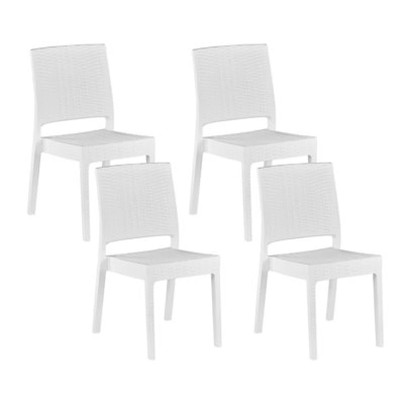 Image of Beliani Set Of 4 Garden Chairs Fossano Synthetic Material White