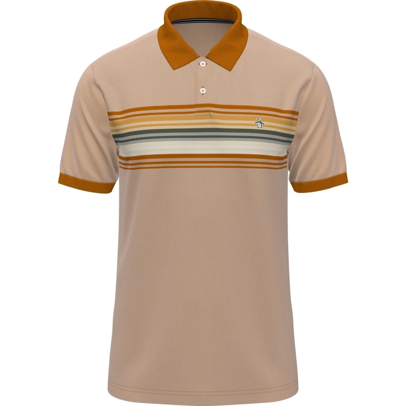 Image of Original Penguin Mens Birdseye Short Sleeve Polo Shirt Sudan Brown male Medium