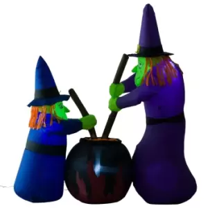 Image of All Hallows 1.8m Tall Inflatable Halloween Witches with LED Lights - Outdoor
