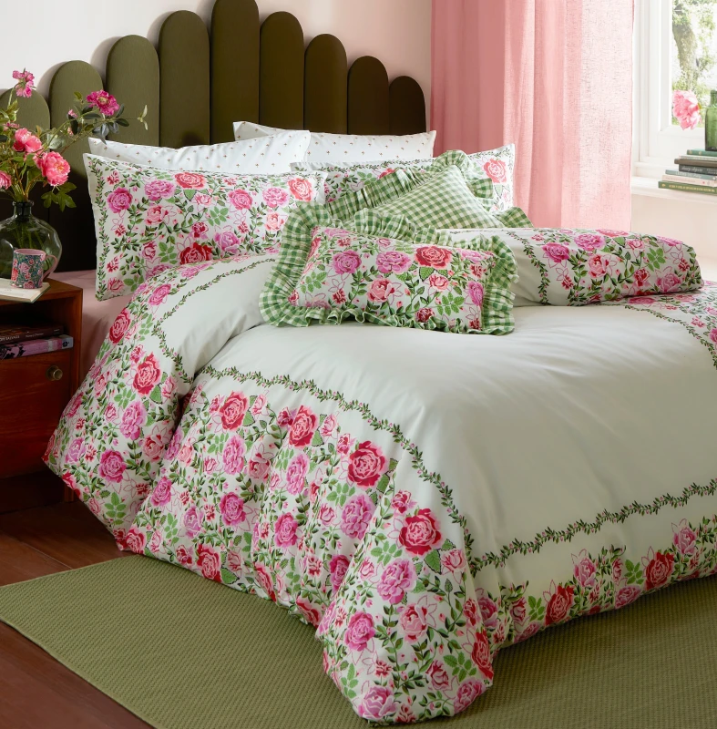 Image of Cath Kidston Dolly Rose Duvet Set, Single, Sage