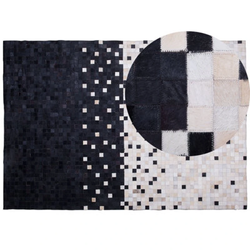 Image of Beliani Rug Erfelek Black 160 X 230 Cm Leather