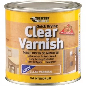 Image of Everbuild Quick Drying Wood Varnish Clear Satin 250ml