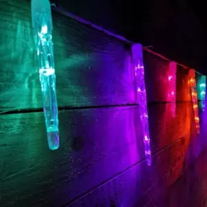 Image of 72 LED 6.9m Premier 24 Indoor Outdoor Icicle Shape Christmas Chaser Lights in Rainbow