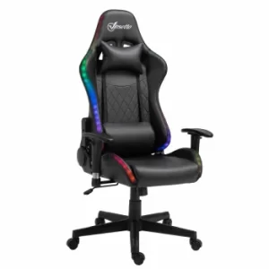 Image of Benallack Faux Leather Gaming Chair with LED Lights, Black