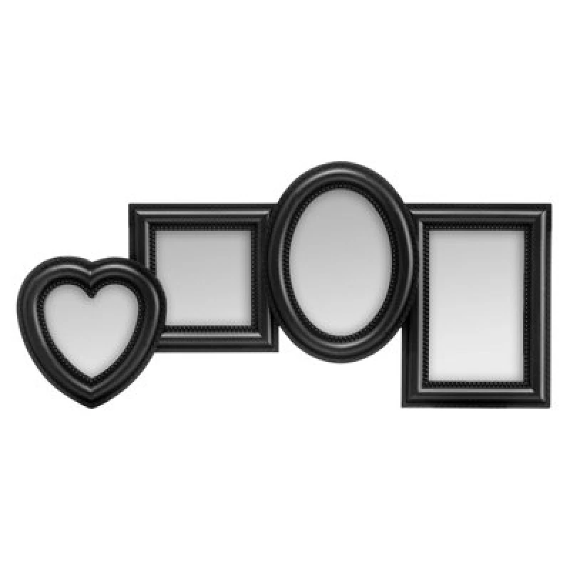 Image of Premier Housewares Premier Housewares - Black Photo Frame / Frames For Four Photos Plastic Finish Picture Frames For Wall Contemporary Rectangular Pho