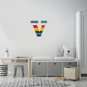 Image of Alphabet V 2 Multicolor Decorative Wooden Wall Accessory
