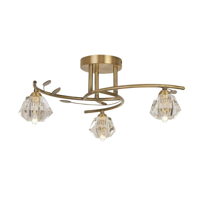 Image of Lighting Collection Aziel 3 Light Ceiling Light Antique Brass unisex One Size