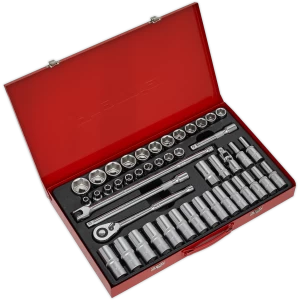 Image of Sealey 46 Piece 1/2" Drive Hexagon WallDrive Socket Set 1/2"