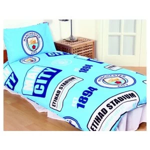 Image of Man City Patch Single Duvet and Pillow Case Set