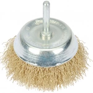 Image of Draper Hollow Cup Brassed Steel Wire Brush 75mm 6mm Shank