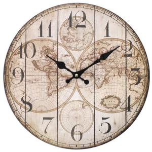 Image of Shabby Chich Vintage Map Wall Clock