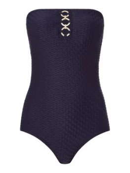 Image of Michael Kors Chain trim bandeau swimsuit Blue