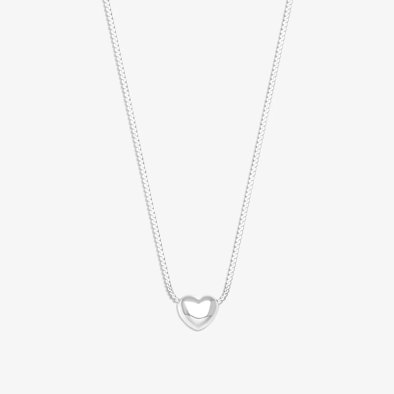Image of Simply Silver Sterling Silver 925 Puff Heart Chain Necklace Jewellery Sets One Size Silver 71582411000