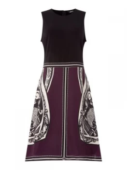 Image of DKNY Sleeveless scarf print dress Aubergine