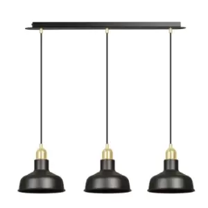 Image of Ibor Black Bar Pendant Ceiling Light 3x E27