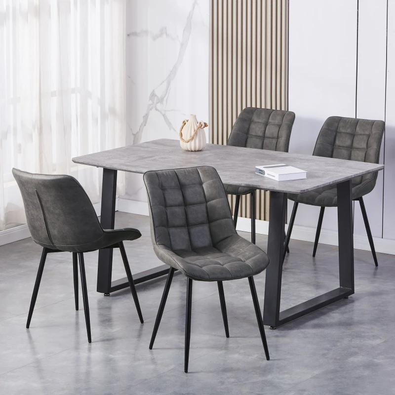 Image of MCC Direct Set of 2 Suede Effect Dining Chairs Plush Padded Upholstered Accent Chair - Alba Dark Grey