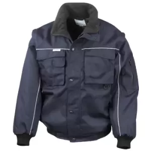 Image of Result Mens Workguard Zip Sleeve Heavy Duty Water Repellent Windproof Jacket (S) (Navy/Navy)