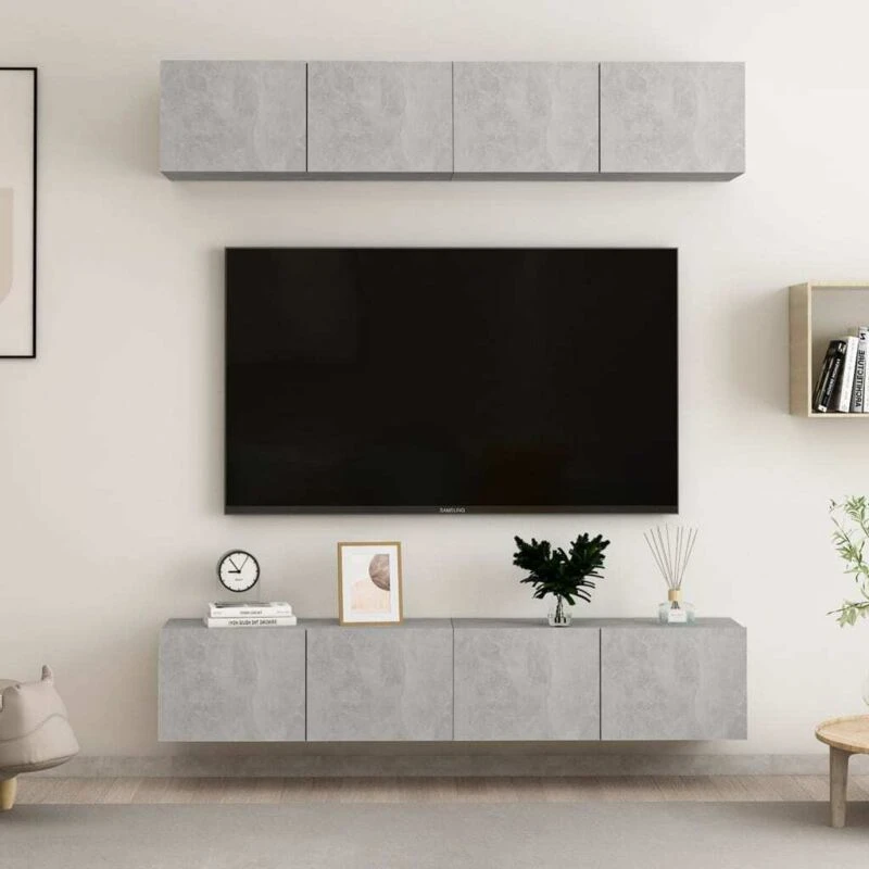 Image of VIDAXL TV Cabinets 4 pcs Concrete Grey 80x30x30cm Engineered Wood Vidaxl 8720286573532