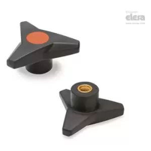 Image of Elesa - soft Three-arm knob-VB.839/100 B-M12-Soft-C2 Orange
