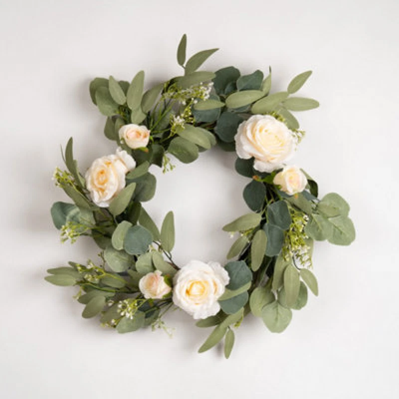 Image of Scottish Everlastings Ltd. Scottish Everlastings 40Cm Artificial Eucalyptus And Rose Wreath
