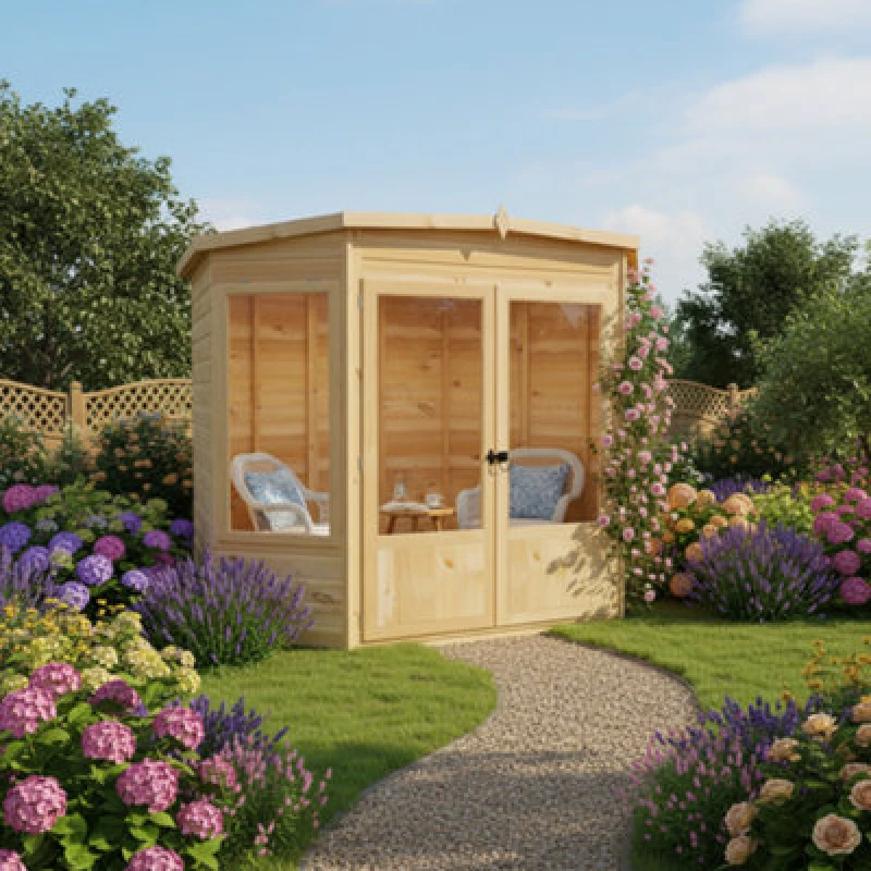 Image of Shire Premium Corner Summerhouse, Ramsey 6X6 With Double Doors And Opening Windows