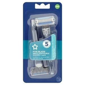 Image of Superdrug Male 5 Blade Disposable Razor X3