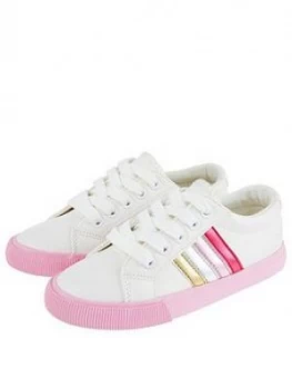 Image of Monsoon Girls Maci Pink Stripe Trainers - Ivory