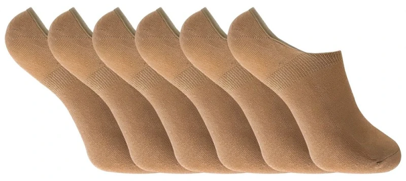 Image of Sock Snob 6 Pairs Ladies Bamboo Trainer Liner - 4-7 UK / Beige