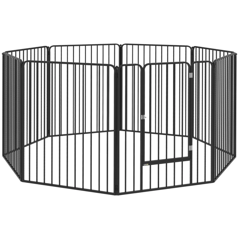 Image of PawHut 100cm 8 Panels Heavy-Duty Dog Playpen for S/M Dogs, Black D06-203V01BK