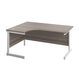 Image of 1800 X 1200 Single Upright Left Hand Radial Desk Grey Oak-White