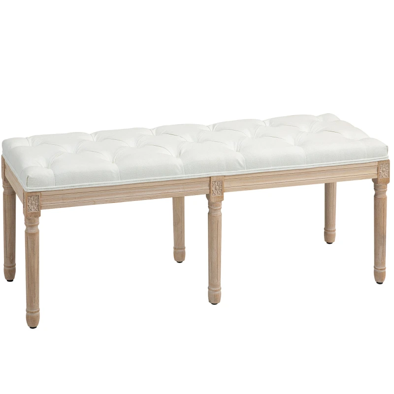 Image of HOMCOM End of Bed Bench, Upholstered Bedroom Bench, Cream White 831-733V70CW