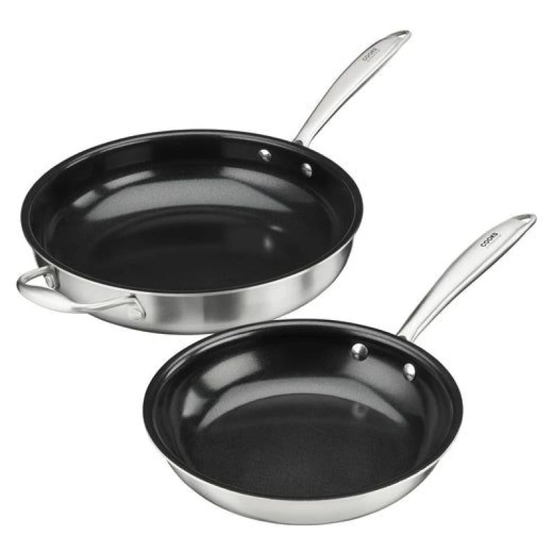 Image of Cooks Professional 2 Piece Tri-Ply Non-Stick Frying Pan Set for All Hobs - 22 & 28cm in Silver Size: 2 Pack Silver Unisex 2 Pack