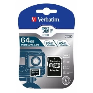 Image of Verbatim Pro 64GB MicroSDXC Memory Card