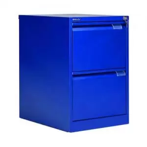 Image of Bisley 2 Drawer Filing Cabinet Lockable 470x622x711mm Blue BS2EBlue