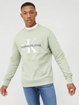 Image of Calvin Klein Jeans Monogram Regular Fit Sweatshirt - Sage
