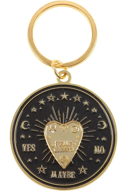 Image of Something Different Something Different Summon The Spirits Planchette Keyring in Black One Size Unisex 5063574984829