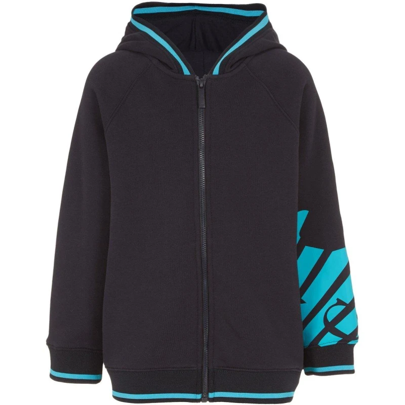 Image of EMPORIO ARMANI Eagle Sleeve Contrast Hoodie Juniors - Blue Blue One Size