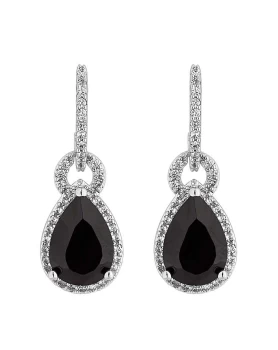 Image of Jon Richard Pave & Black Pear Earring