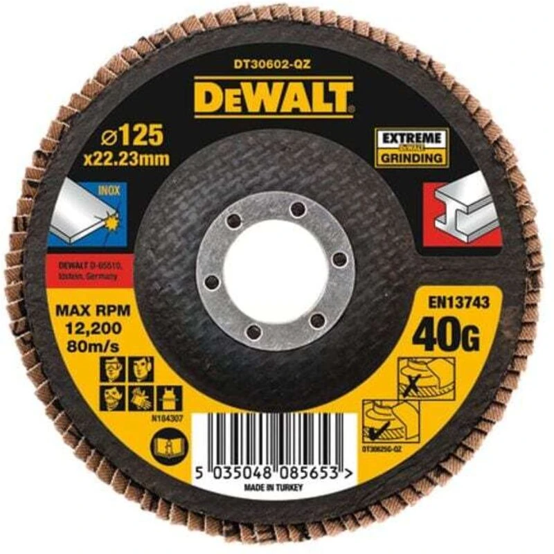 Image of DEWALT Dt30602-Qz Extreme Metal Flap Disc 125 X 22.2mm X 40G Dewdt30602Qz