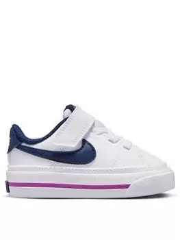 Image of Nike Court Legacy Infant Unisex Trainers, White/Navy, Size 9.5